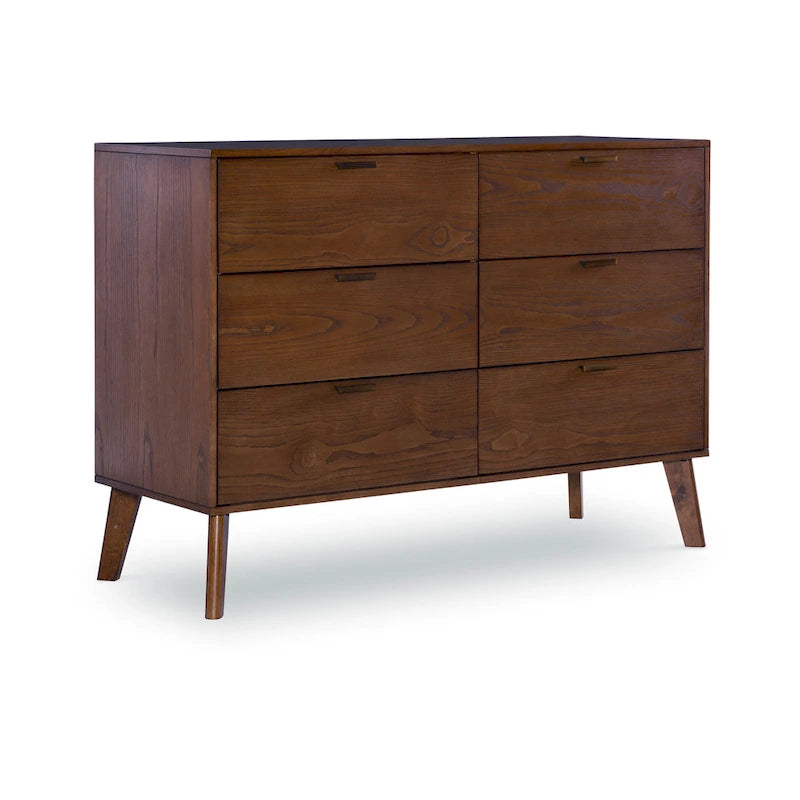 Commode en bois à 6 tiroirs de style Mid-Century