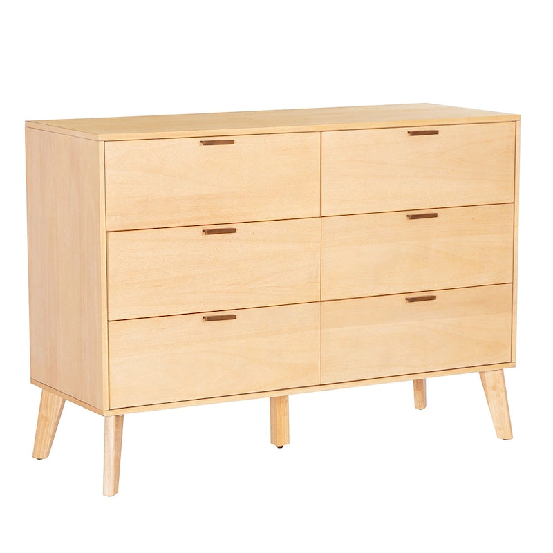 Commode en bois à 6 tiroirs de style Mid-Century