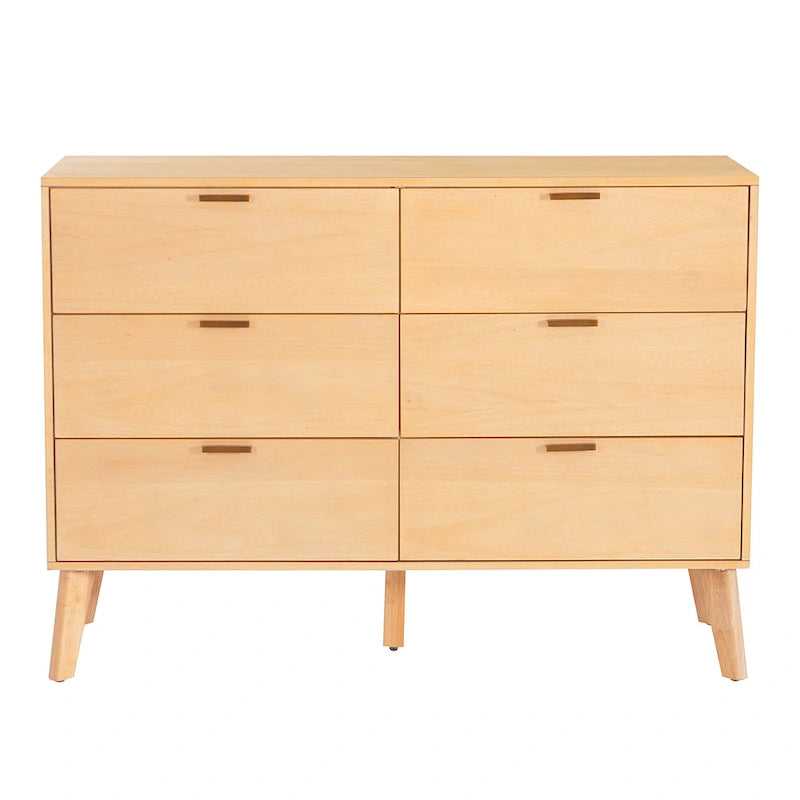Commode en bois à 6 tiroirs de style Mid-Century
