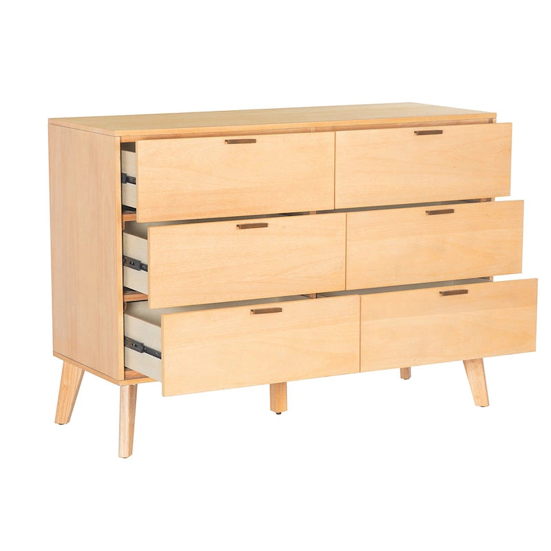 Commode en bois à 6 tiroirs de style Mid-Century