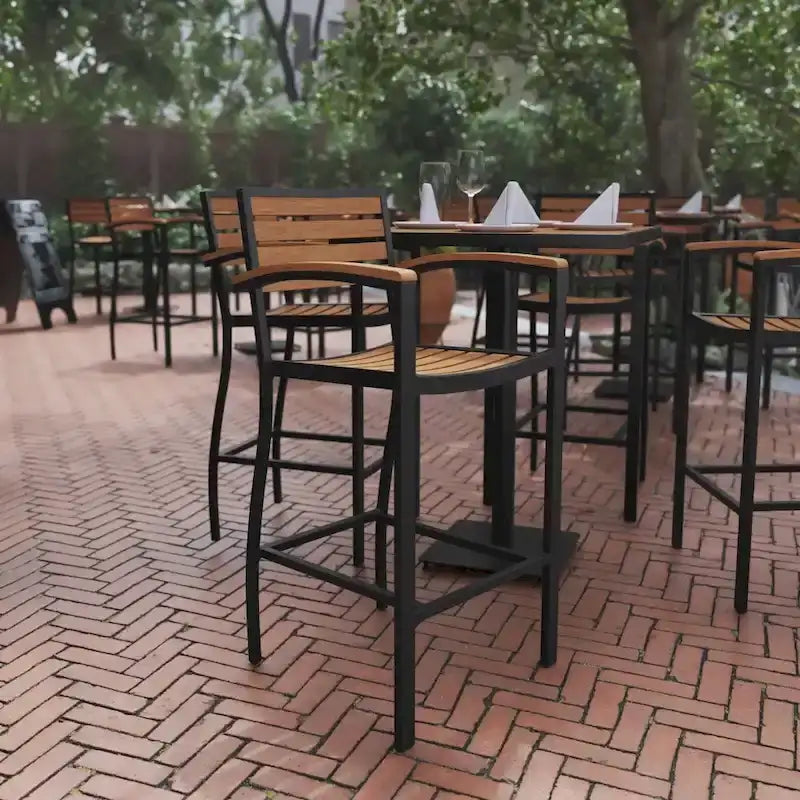 Tabouret de bar d'extérieur tous temps avec accoudoirs