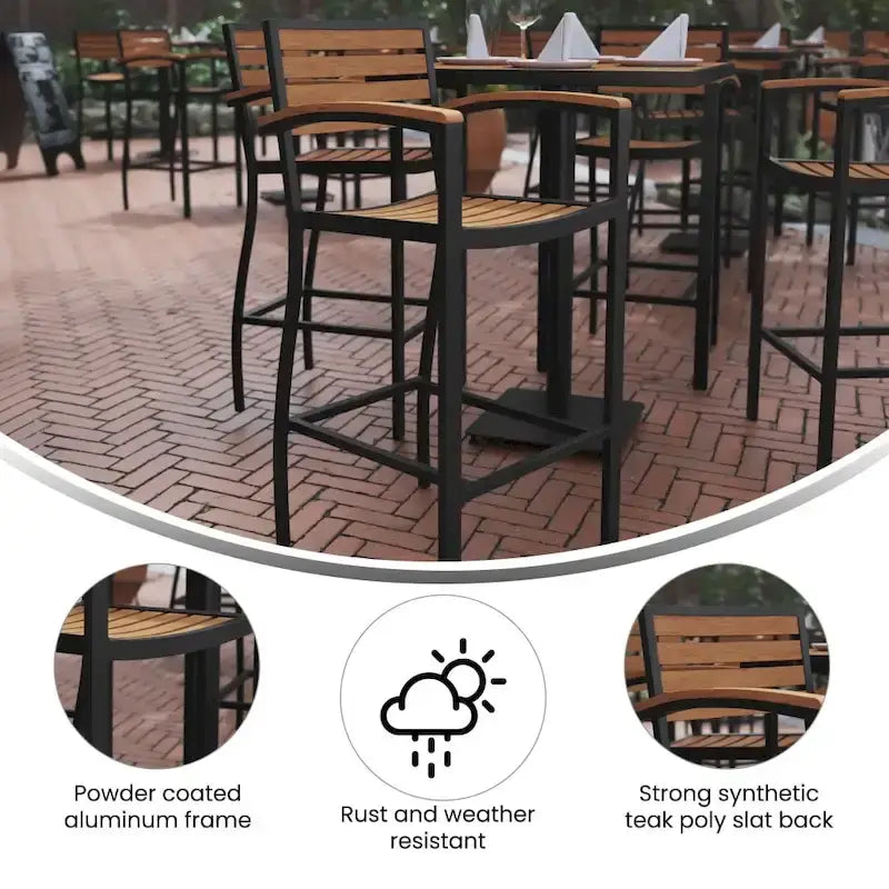 Tabouret de bar d'extérieur tous temps avec accoudoirs