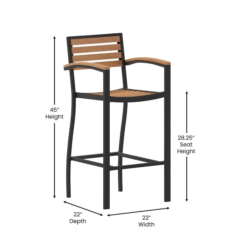 Tabouret de bar d'extérieur tous temps avec accoudoirs
