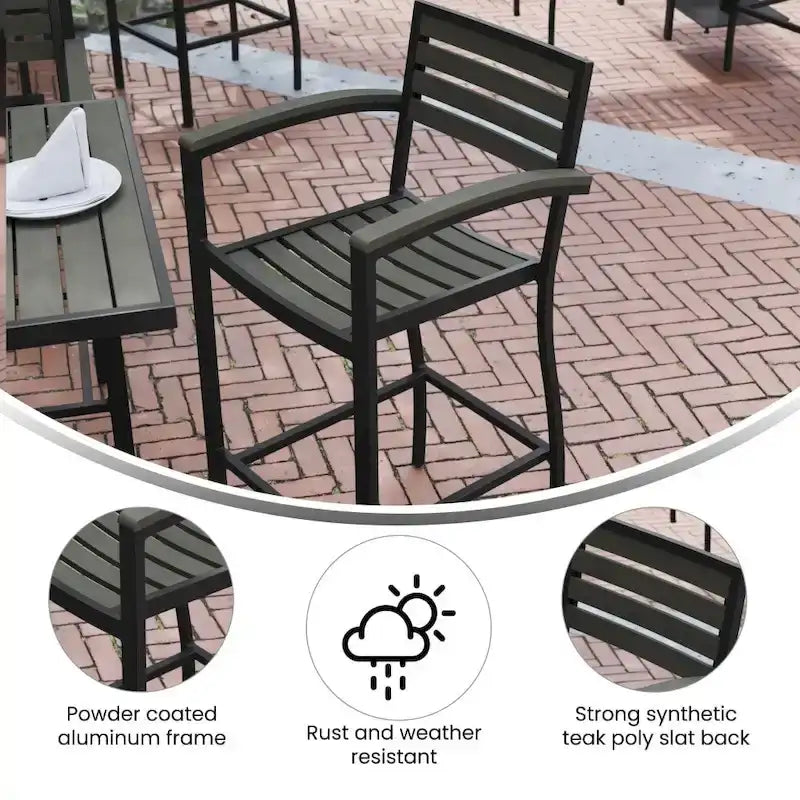 Tabouret de bar d'extérieur tous temps avec accoudoirs