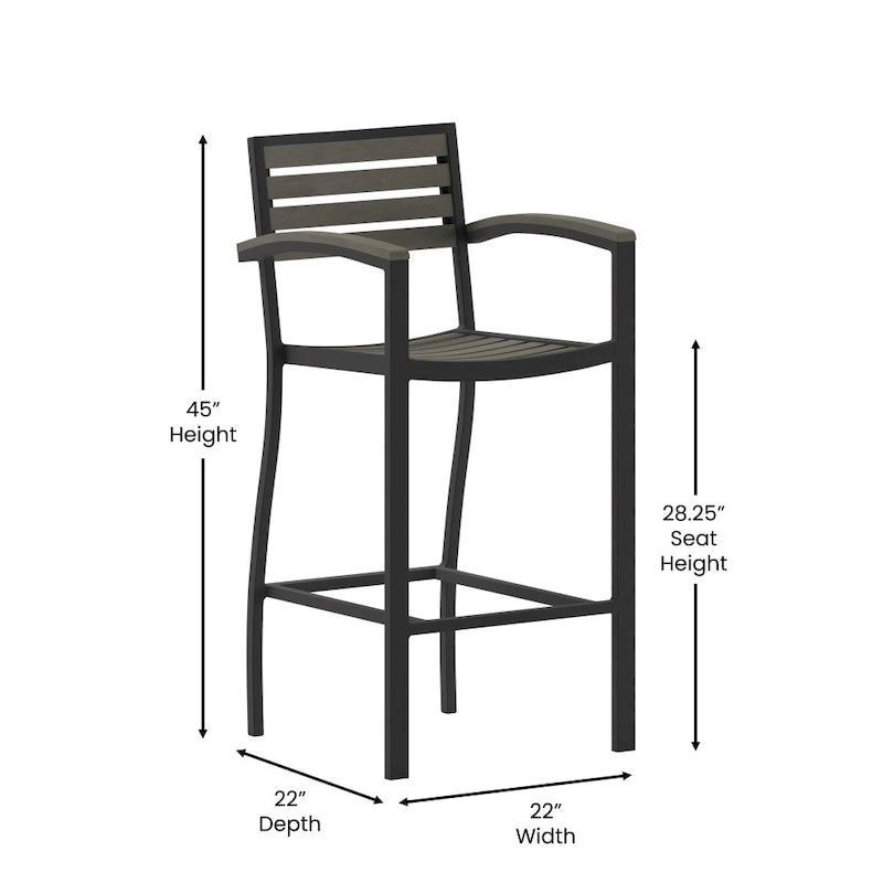 Tabouret de bar d'extérieur tous temps avec accoudoirs