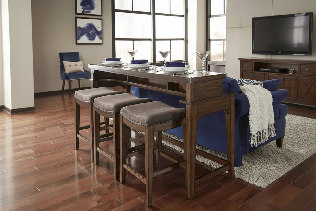 Tabouret console rembourré brun roux