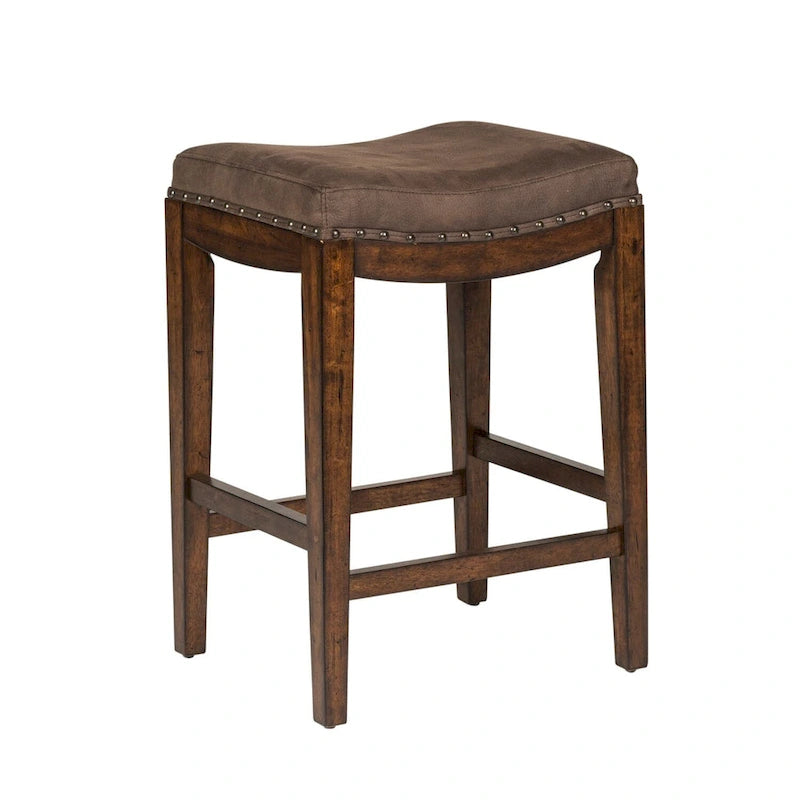 Tabouret console rembourré brun roux