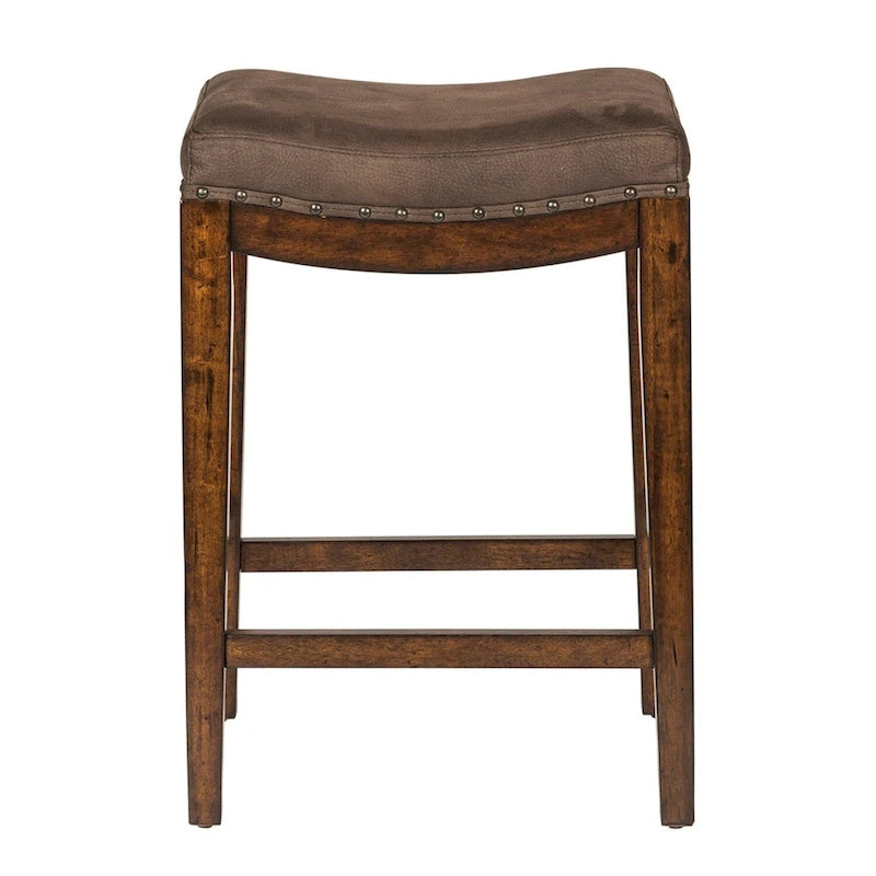 Tabouret console rembourré brun roux