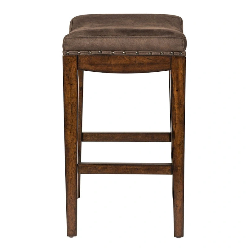 Tabouret console rembourré brun roux