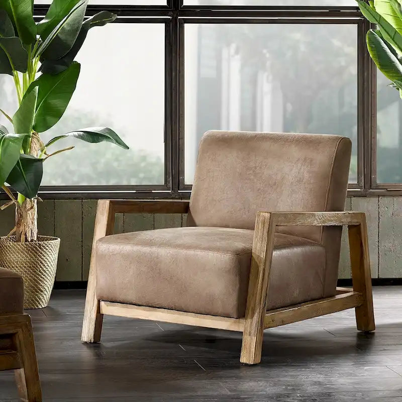 Fauteuil d'appoint en chêne recyclé – Taupe/Naturel