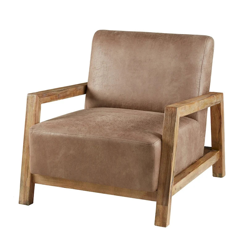 Fauteuil d'appoint en chêne recyclé – Taupe/Naturel
