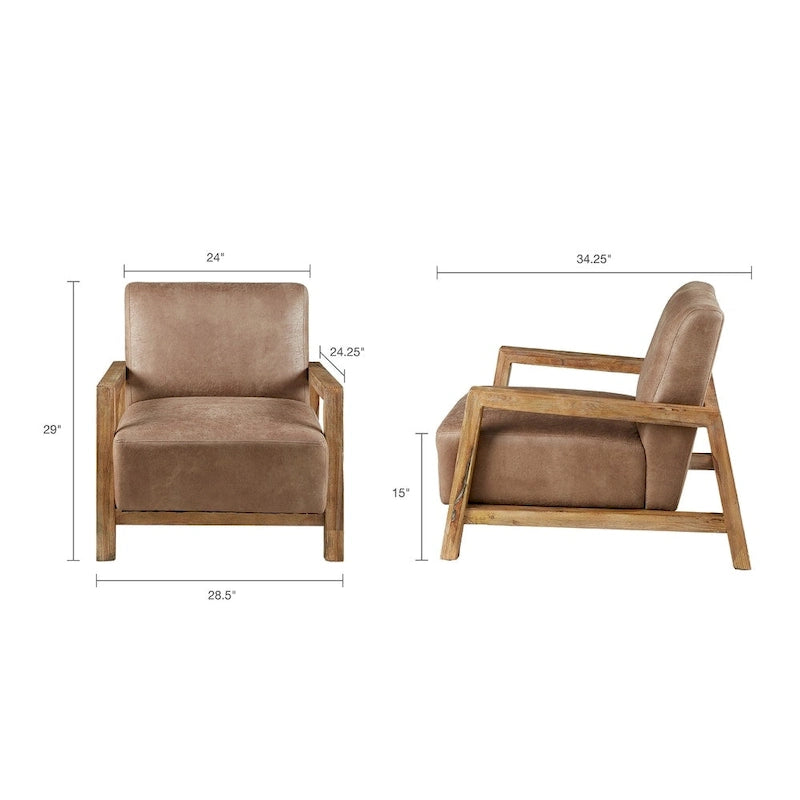 Fauteuil d'appoint en chêne recyclé – Taupe/Naturel