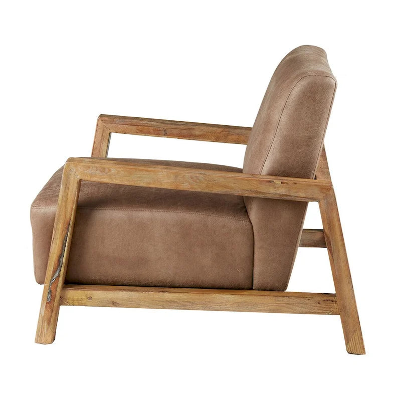 Fauteuil d'appoint en chêne recyclé – Taupe/Naturel