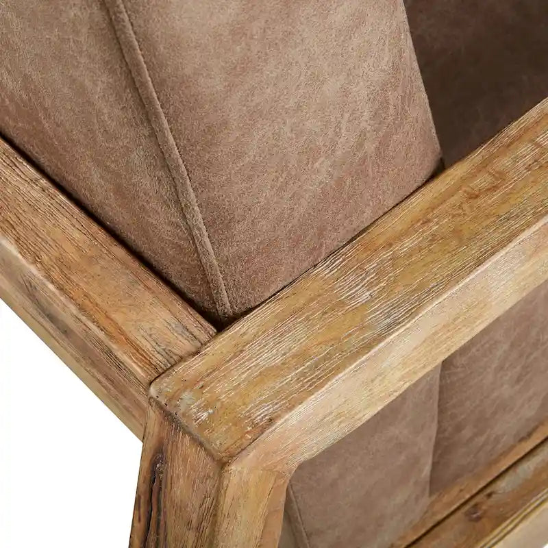 Fauteuil d'appoint en chêne recyclé – Taupe/Naturel