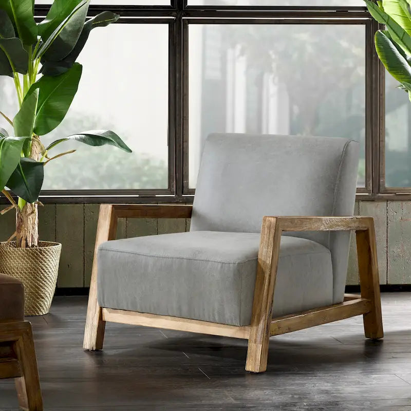 Fauteuil d'appoint en chêne recyclé – Taupe/Naturel