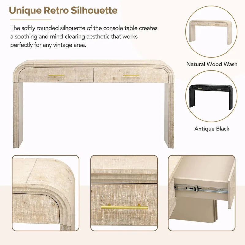 Console de table rétro à deux tiroirs