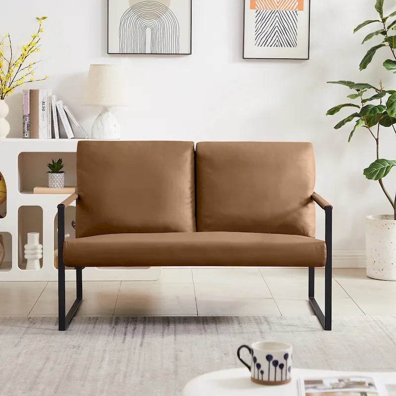 Fauteuil d'appoint rembourré avec revêtement en cuir PU