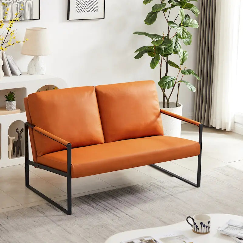 Fauteuil d'appoint rembourré avec revêtement en cuir PU