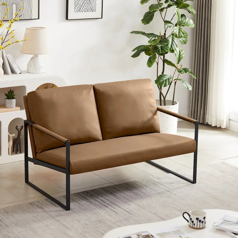 Fauteuil d'appoint rembourré avec revêtement en cuir PU