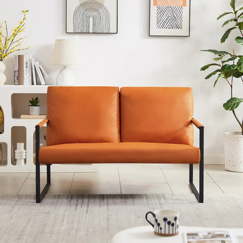Fauteuil d'appoint rembourré avec revêtement en cuir PU