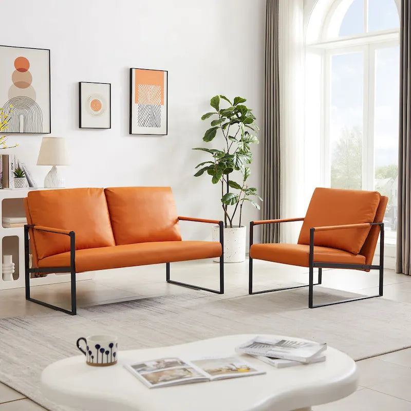 Fauteuil d'appoint rembourré avec revêtement en cuir PU