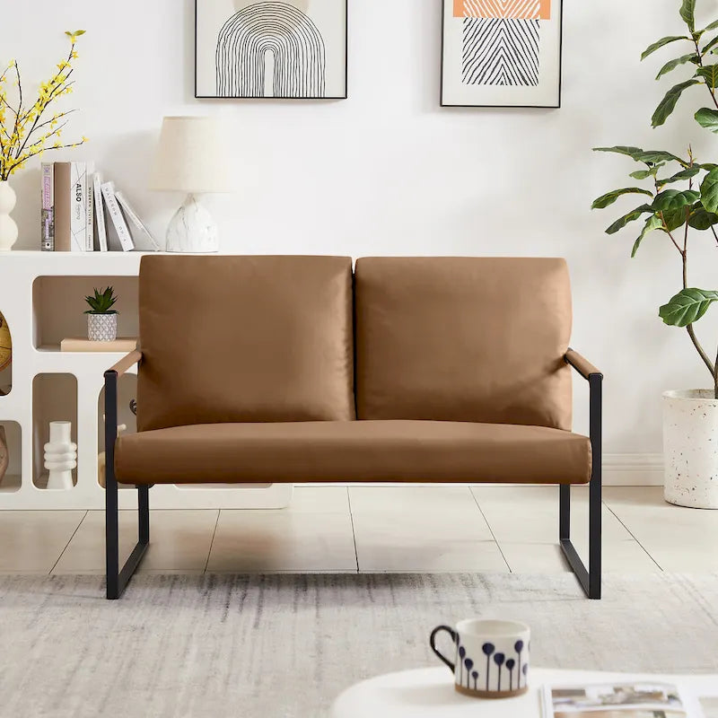 Fauteuil d'appoint rembourré avec revêtement en cuir PU