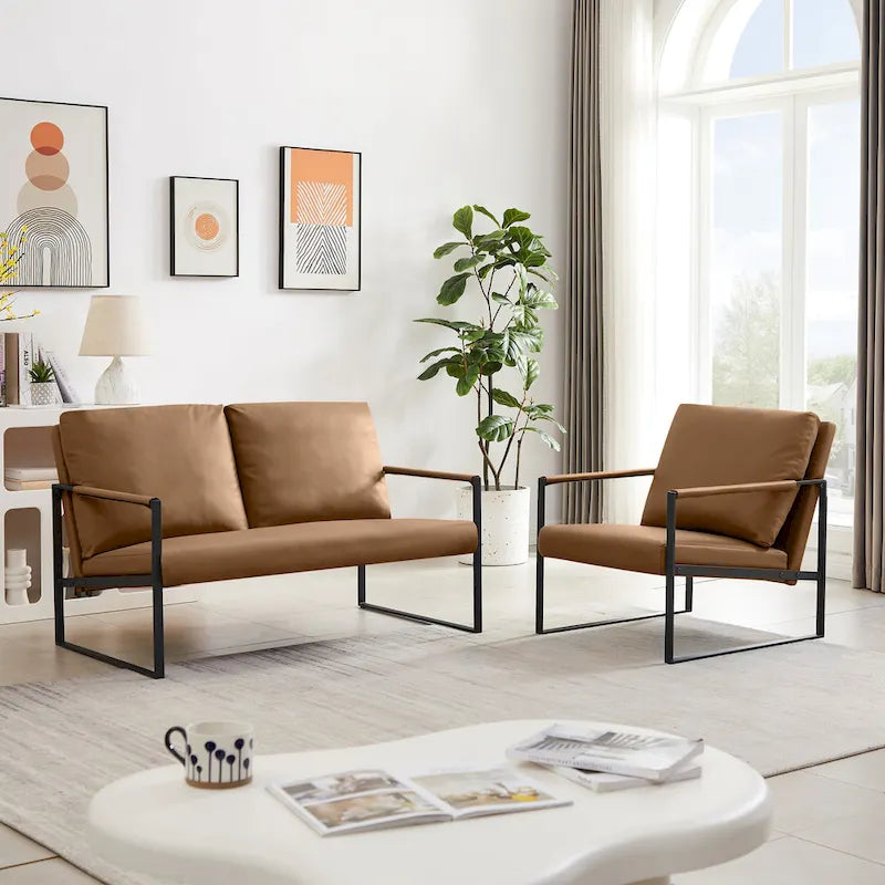 Fauteuil d'appoint rembourré avec revêtement en cuir PU