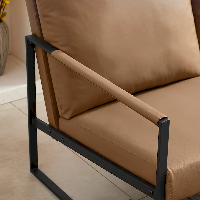 Fauteuil d'appoint rembourré avec revêtement en cuir PU