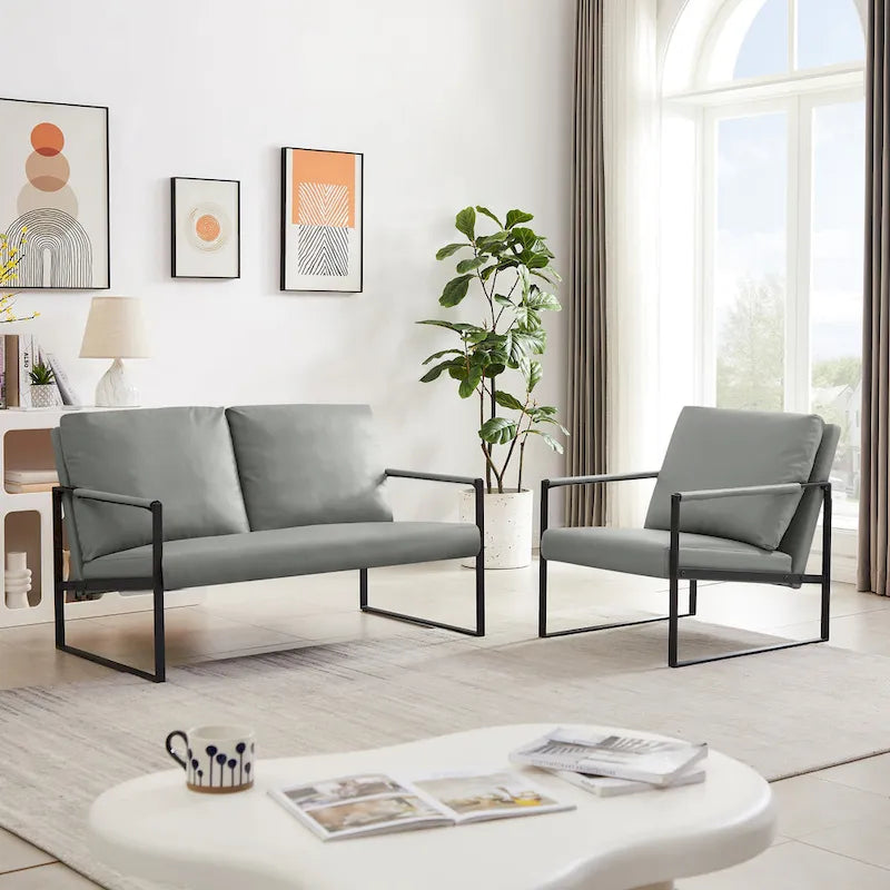 Fauteuil d'appoint rembourré avec revêtement en cuir PU