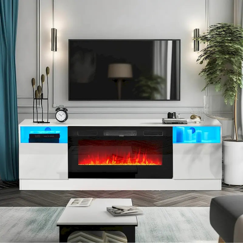 Meuble TV de 70 pouces avec cheminée électrique intégrée