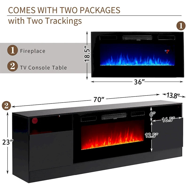 Meuble TV de 70 pouces avec cheminée électrique intégrée