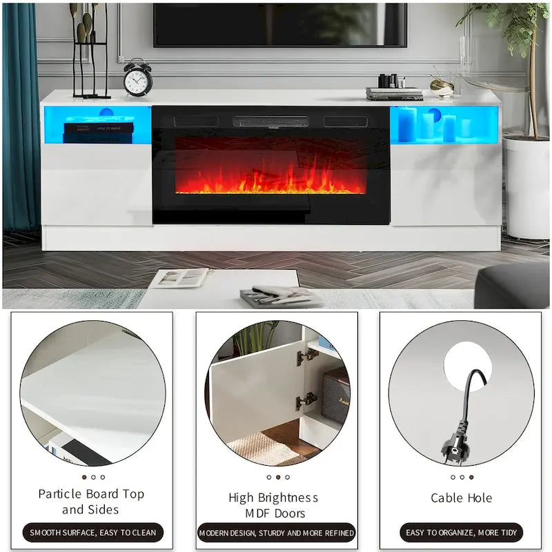 Meuble TV de 70 pouces avec cheminée électrique intégrée