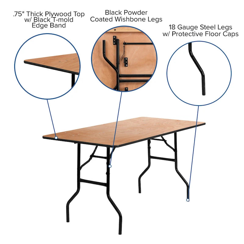 Table pliante rectangulaire en bois