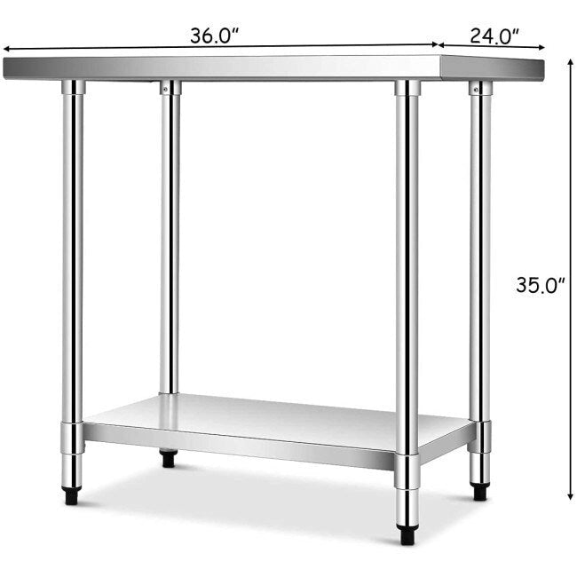 Table de travail en acier inoxydable - 36" L x 24" P x 35" H