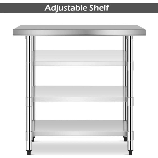 Table de travail en acier inoxydable - 36" L x 24" P x 35" H