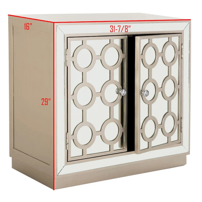 Commode de rangement à 2 portes avec miroir (32"L x 16"P x 29"H)