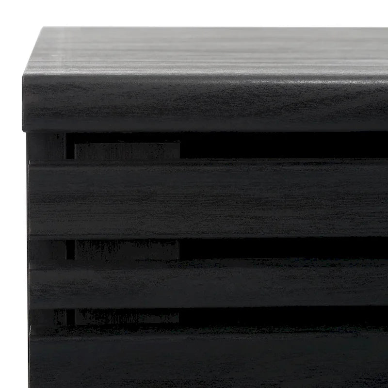 Meuble TV multimédia de 150 cm avec portes à lattes et pieds évasés