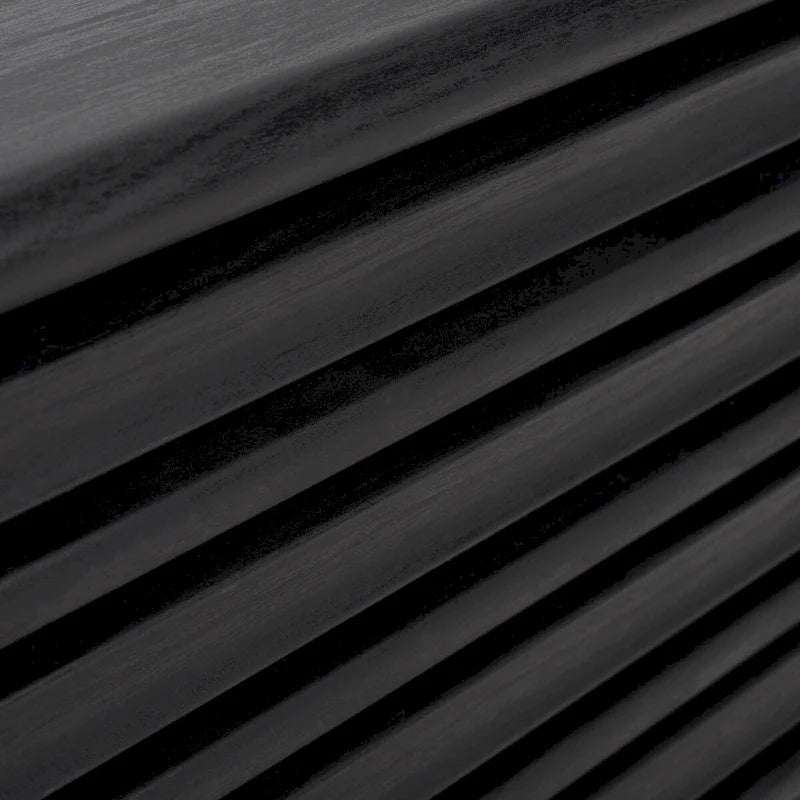 Meuble TV multimédia de 150 cm avec portes à lattes et pieds évasés