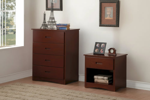 Commode à 4 tiroirs en brun cerisier foncé