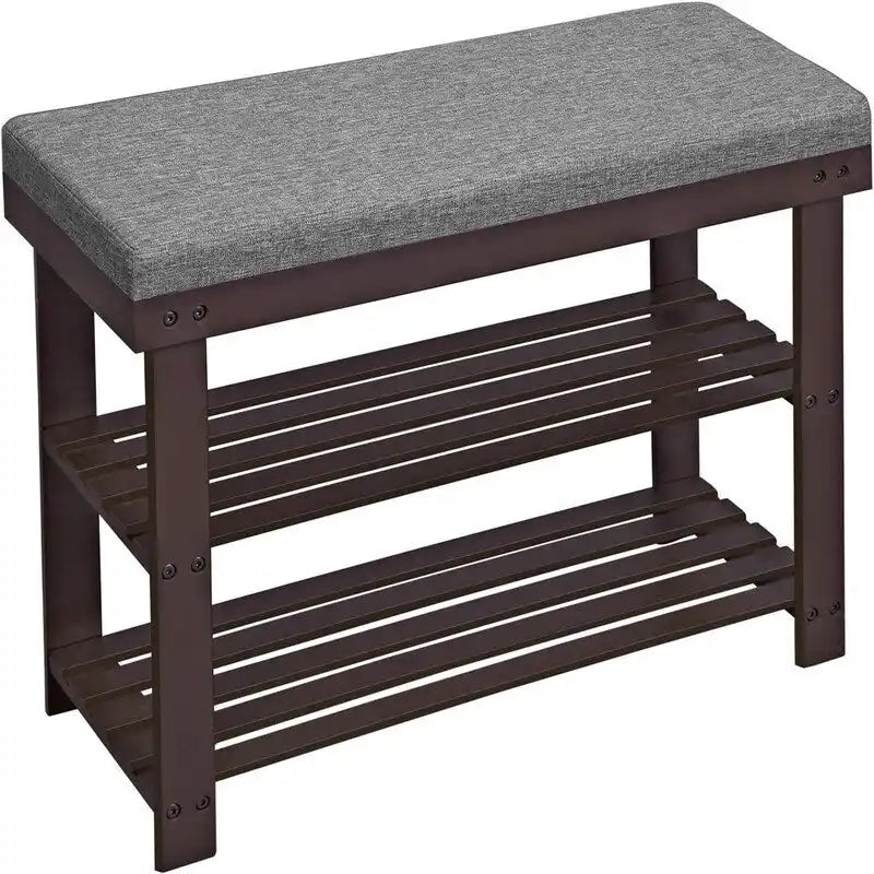 Étagère à chaussures 3 niveaux avec banc rembourré