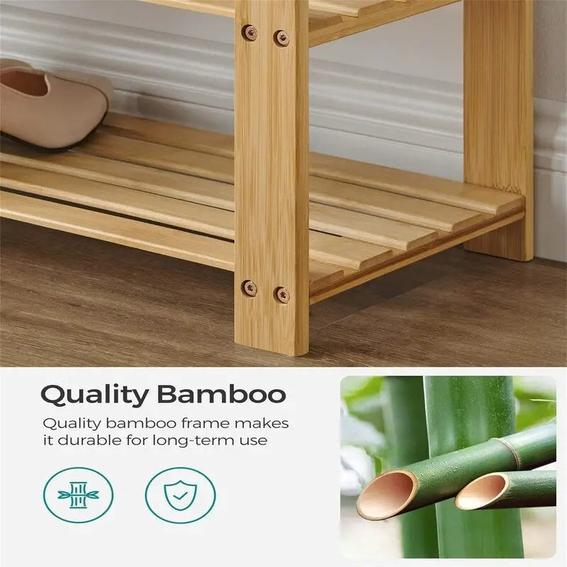 Étagère à chaussures 3 niveaux avec banc rembourré