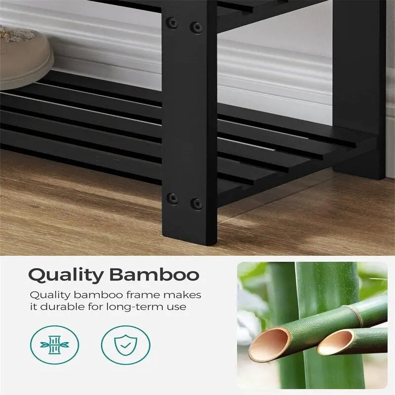 Étagère à chaussures 3 niveaux avec banc rembourré