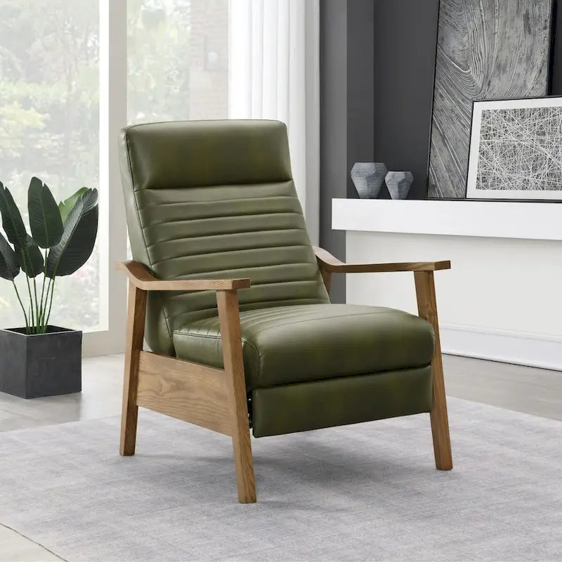Fauteuil inclinable à dossier basculant avec accoudoirs en bois