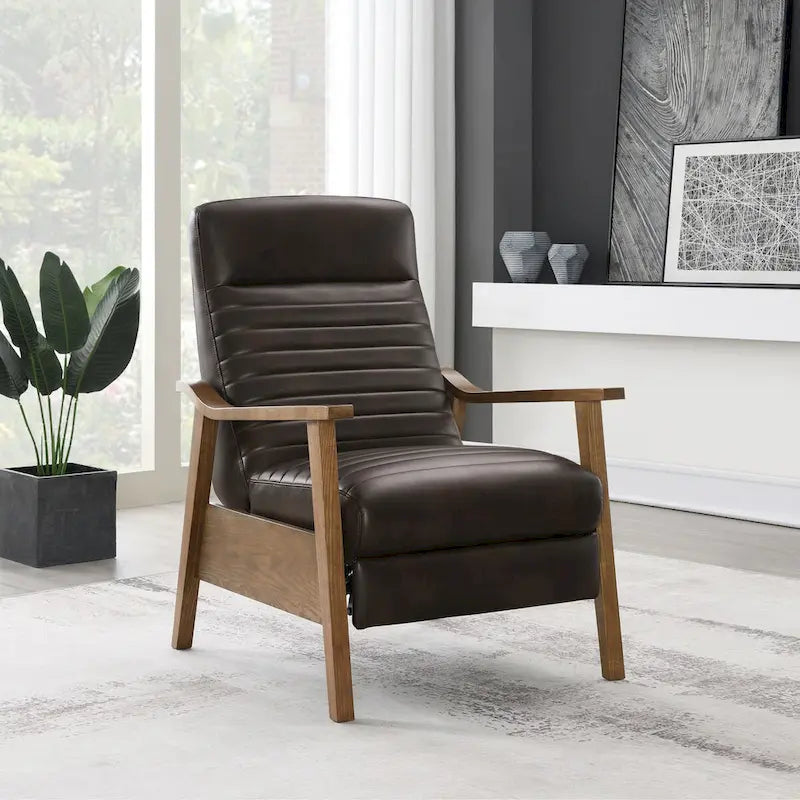 Fauteuil inclinable à dossier basculant avec accoudoirs en bois