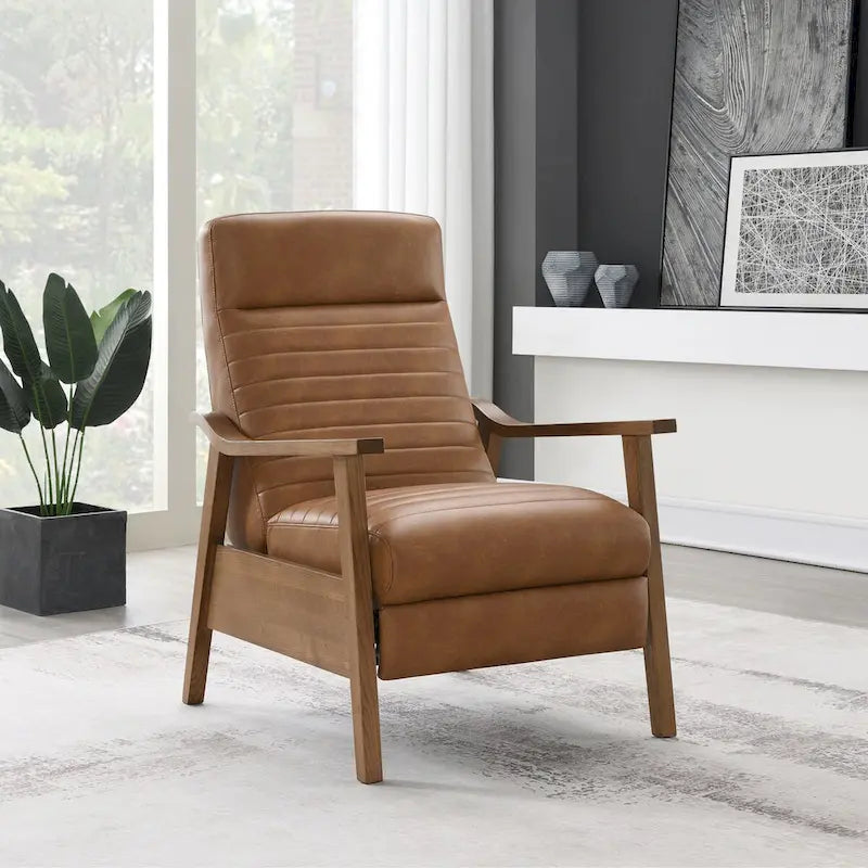 Fauteuil inclinable à dossier basculant avec accoudoirs en bois