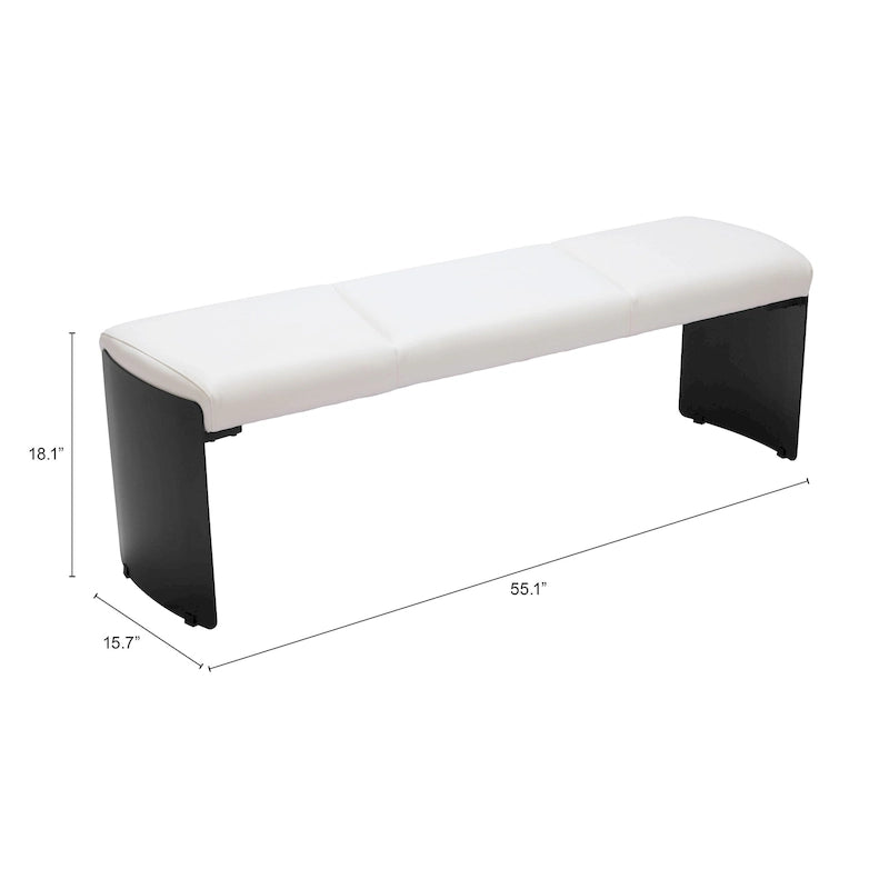 Banc en tissu et structure en acier - Blanc