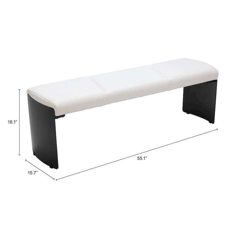 Banc en tissu et structure en acier - Blanc
