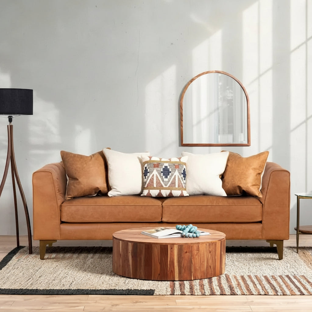 Poly & Bark Essex 74 Apartment Sofa - Full Grain Genuine Italian Leather