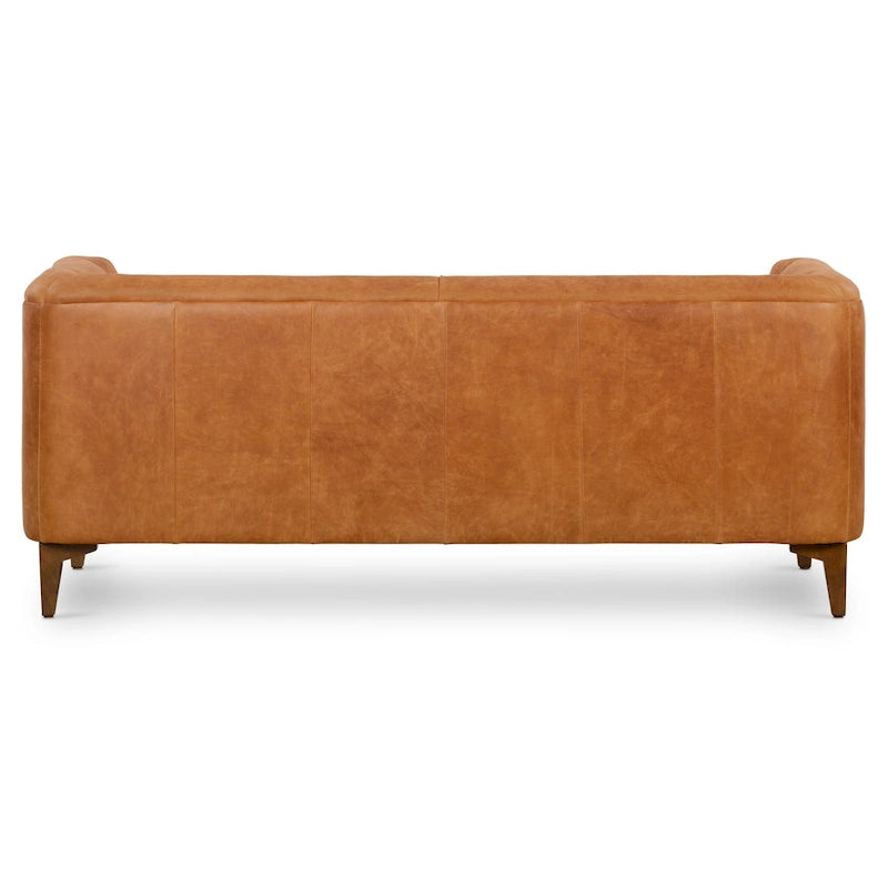 Canapé compact deux places – Cuir pleine fleur couleur cognac