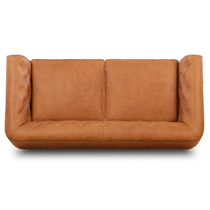 Canapé compact deux places – Cuir pleine fleur couleur cognac